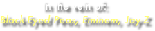 In the vein of: 
Black-Eyed Peas, Eminem, Jay-Z